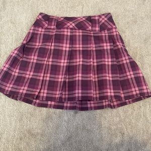 plaid purple pleated skirt